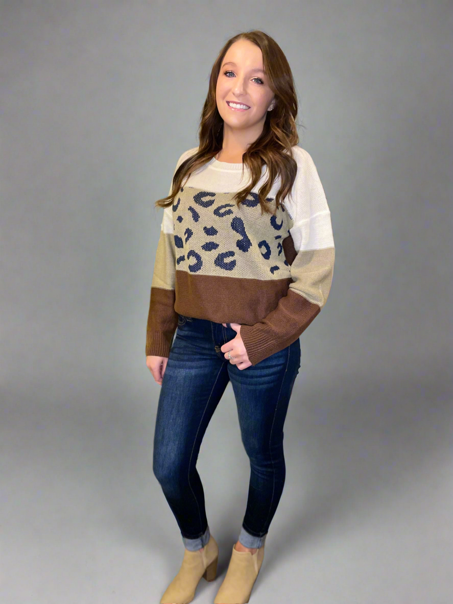 Chelsea Leopard Tri-Color Sweater