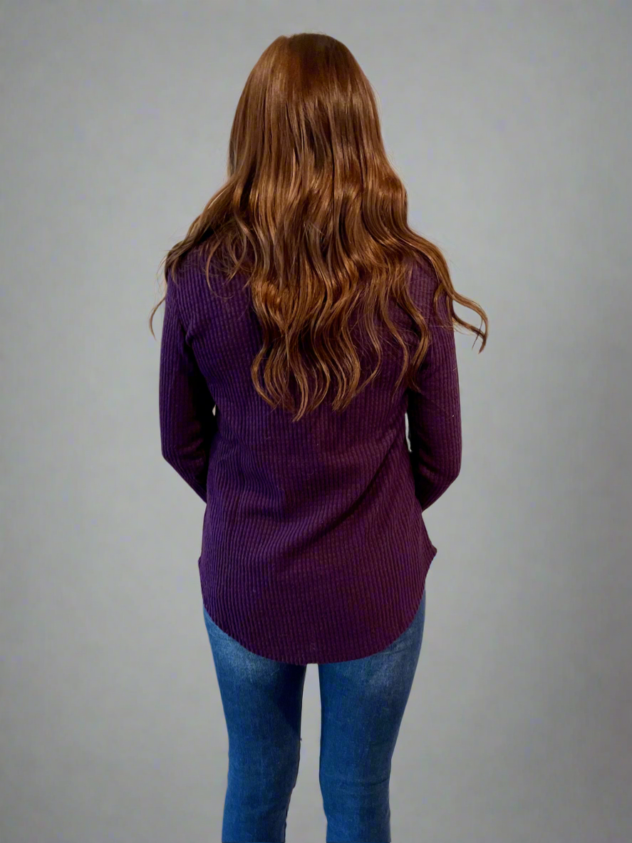 Katy Purple Flannel Waffle Knit