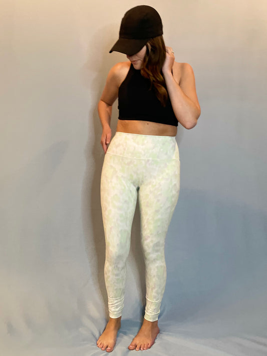 Pastel Splatter High-Waisted Leggings with Pockets - Lime