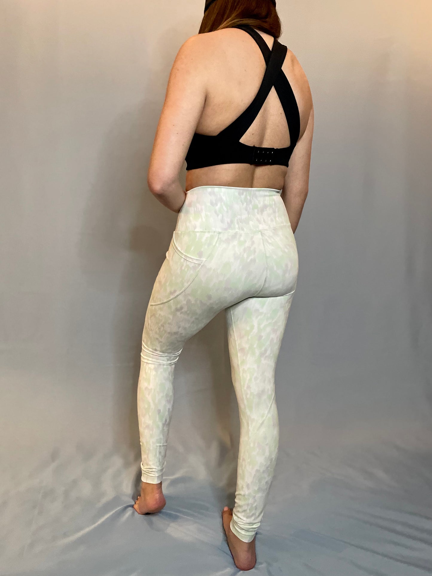 Pastel Splatter High-Waisted Leggings with Pockets - Lime