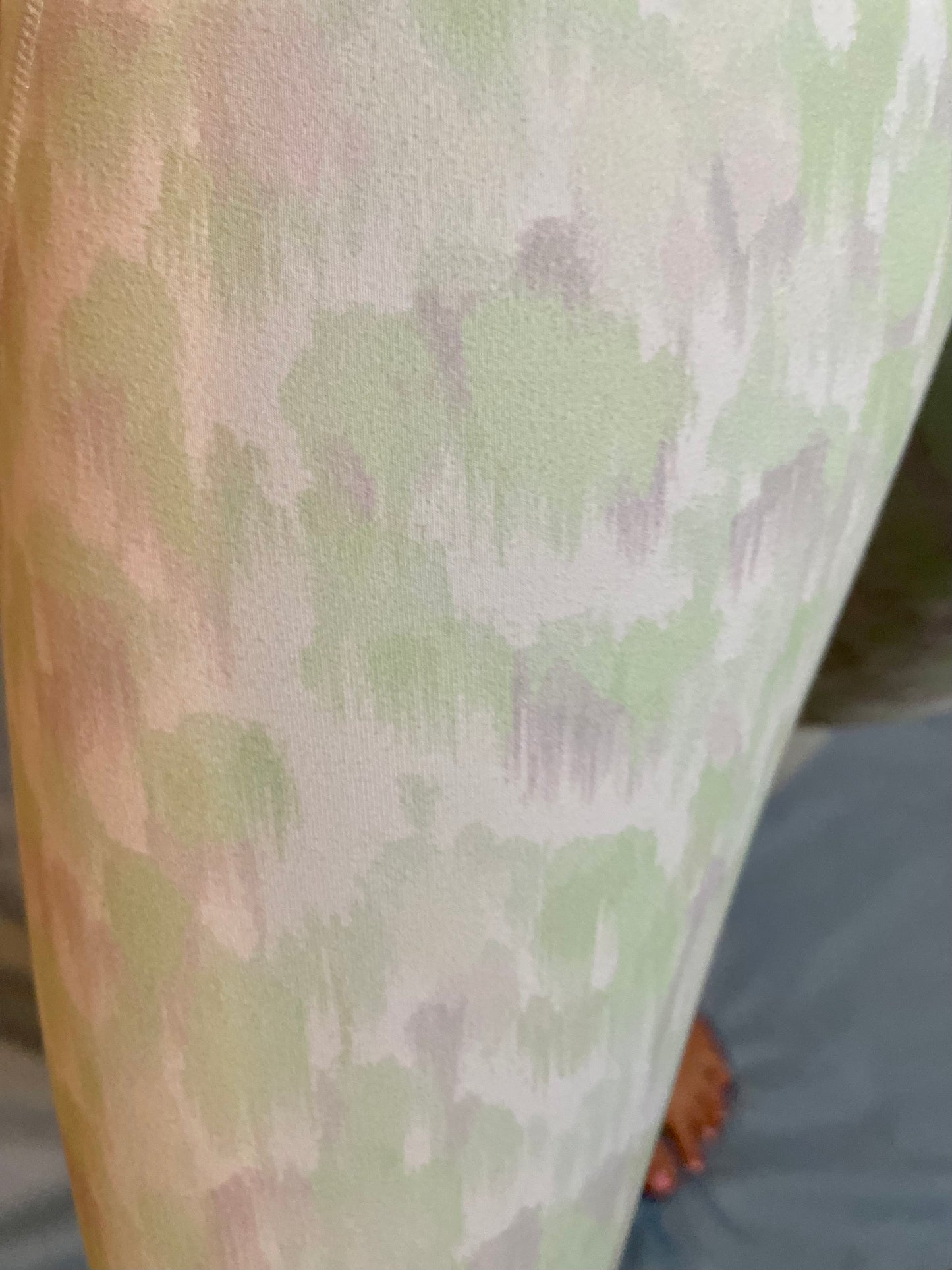 Pastel Splatter High-Waisted Leggings with Pockets - Lime