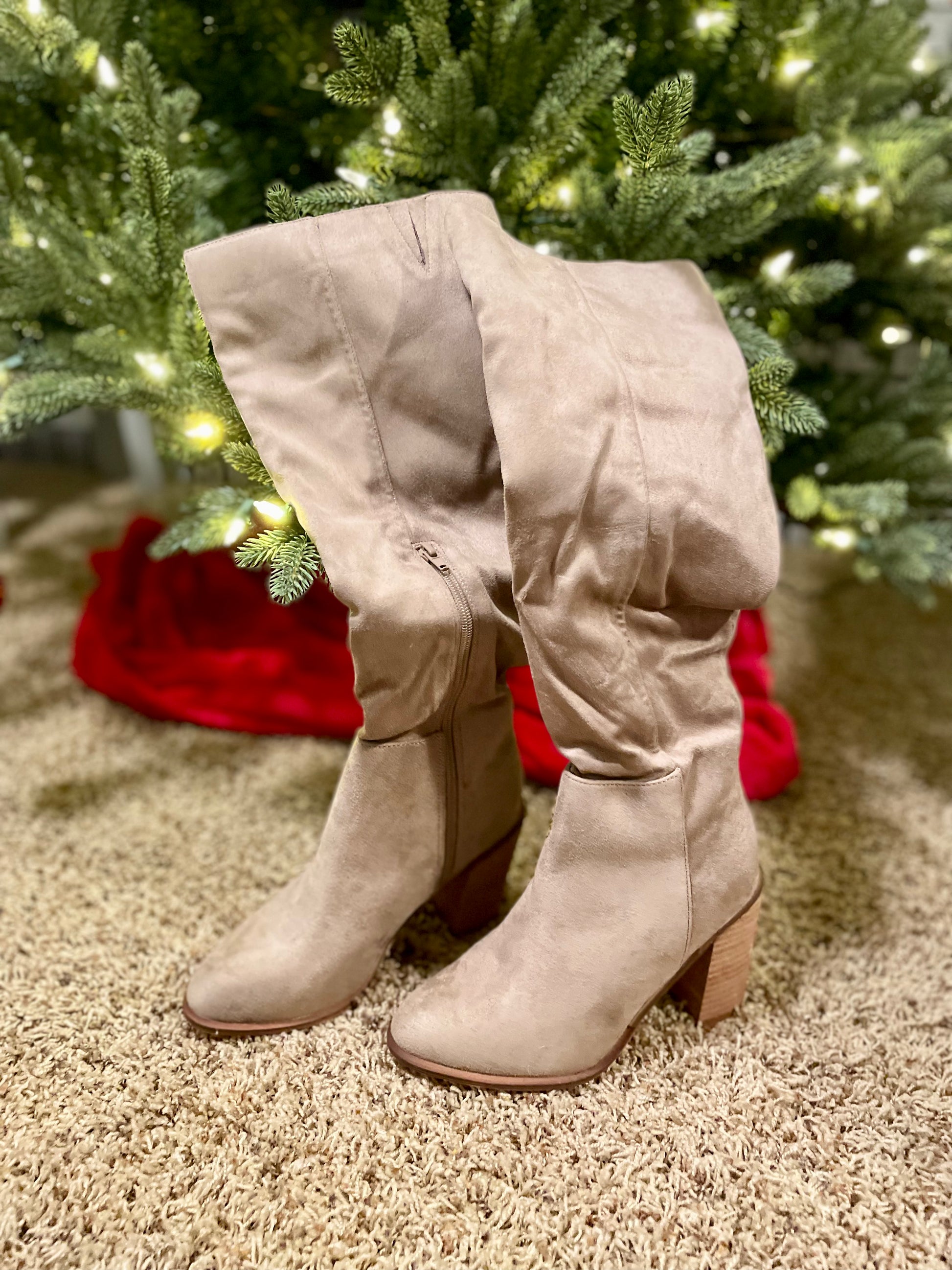 Taupe boots hot sale knee high
